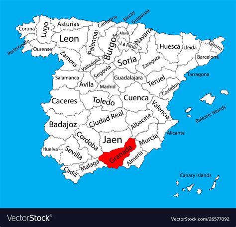 Granada map spain province administrative map Vector Image