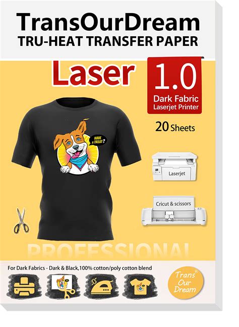 Buy TransOurDream Tru-Heat Transfer Paper for Laserjet Printer (20 ...