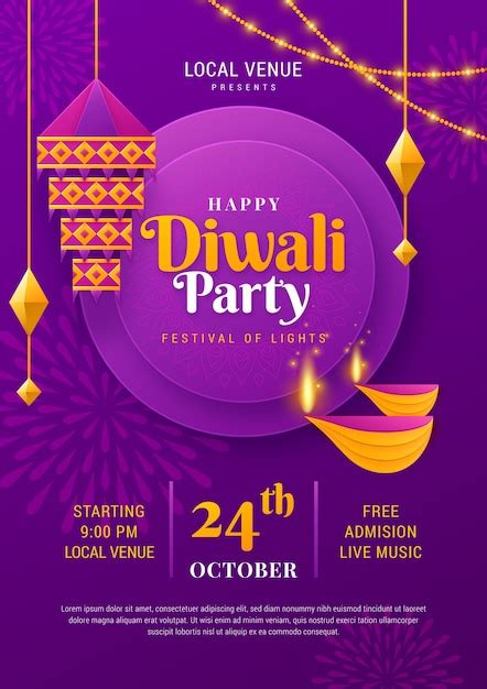 Free Vector | Diwali festival celebration vertical poster template