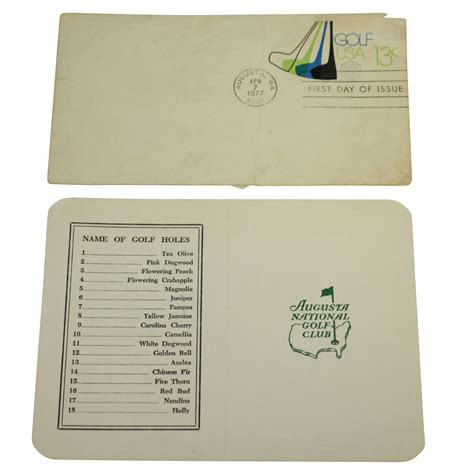 Lot Detail - Classic Augusta National Golf Club Scorecard with 1977 FDC