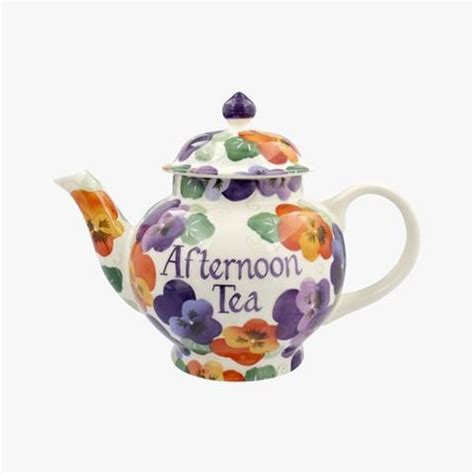 Emma Bridgewater Personalised Purple Pansy Teapot, lettered 'Afternoon ...