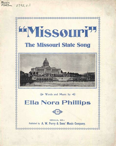 "Missouri, the Missouri State Song," words and music by Ella Nora ...