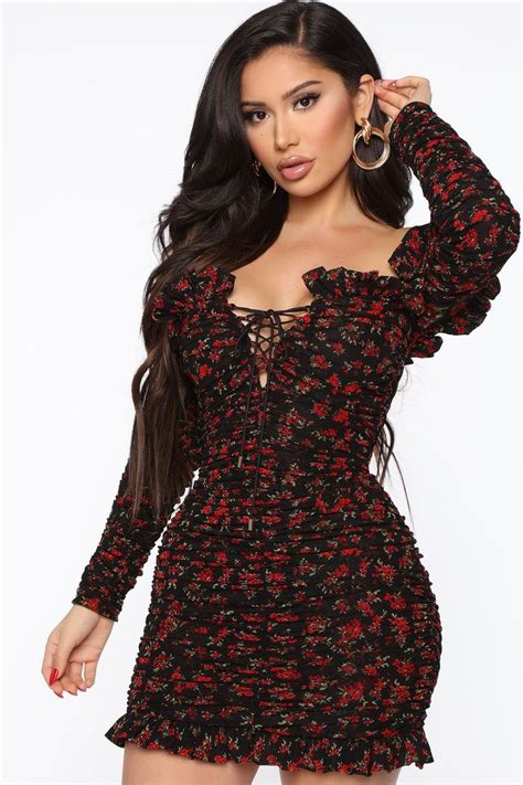 Being Romantic Ruched Mini Dress - Black/Red in 2020 | Mini black dress ...