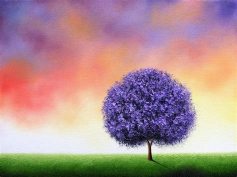 ORIGINAL Purple Blossom Tree Painting, Textured Oil Painting, Lavender ...