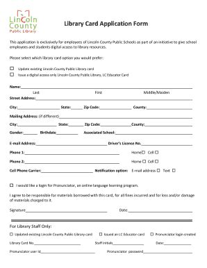 Fillable Online Library Card Application Form - lcsncorg Fax Email ...