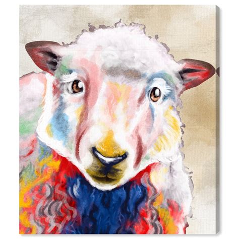 Runway Avenue Animals Wall Art Canvas Prints 'Color Splash Sheep' Farm ...