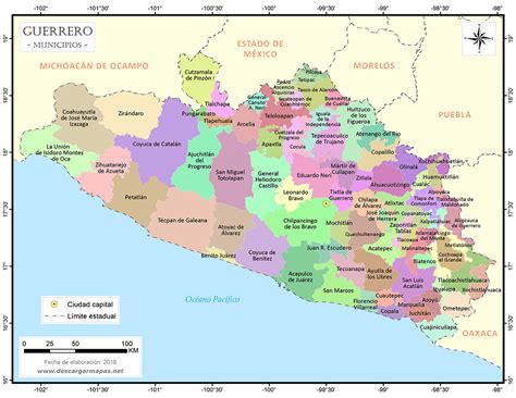 Mapa Para Imprimir De Guerrero Mapa En Color De Los Municipios De ...