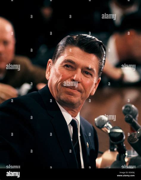 Governor Ronald Reagan at a press conference in January 1968 Stock ...