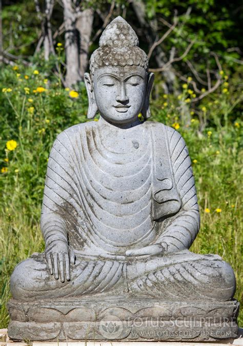 Stone Earth Touching Garden Buddha Statue Perfect Outdoor Sculpture 38 ...