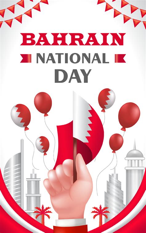 Bahrain National Day, 3d illustration of hand holding flag with ...