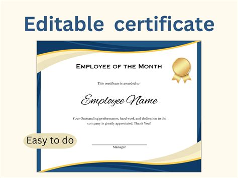 Employee of the Month Certificate Template, Employee of the Month ...