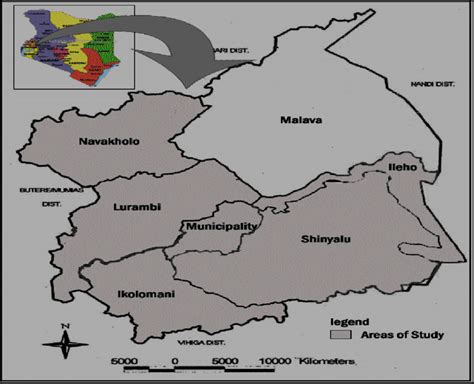 A map of Kakamega County showing administrative divisions. Source: GoK ...