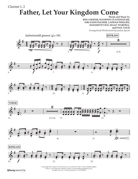 Father Let Your Kingdom Come (Choral Anthem SATB) Clarinet Sheet Music ...