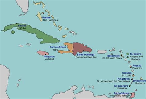 Caribbean Islands Capitals Quiz Diagram | Quizlet