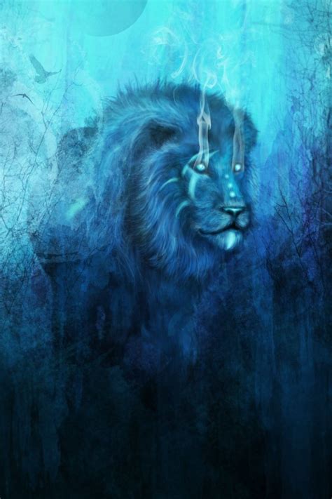 Blue Spirit Lion Art Print by The Mind Blossom | Lion canvas painting ...