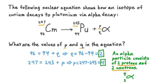 Question Video: Solving Nuclear Equations Involving Alpha Decay | Nagwa