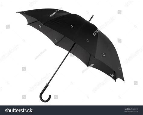 One Open Black Umbrella Curved Handle Stock Photo 71688319 | Shutterstock