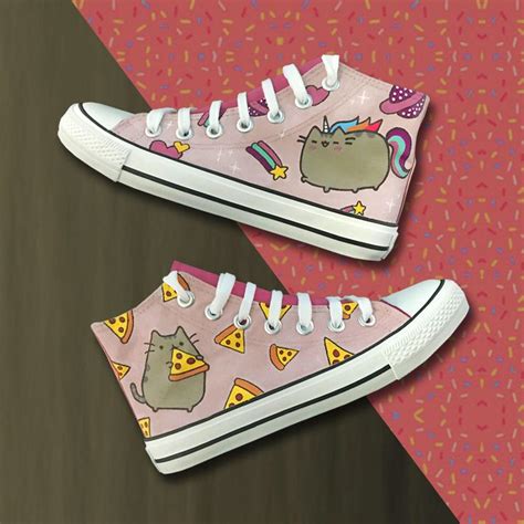 Pusheen Unicorn & Pizza Hand Painted Customise Shoe Design | Etsy ...