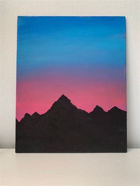 Acrylic mountain sunset painting 🌇🌇 | Sunset canvas painting, Simple ...