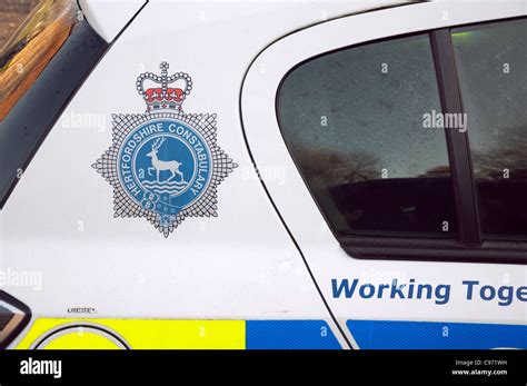 Hertfordshire Constabulary emblem, logo on the side of a police car ...