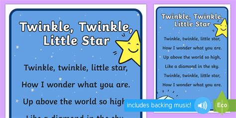 Twinkle Twinkle Little Star Nursery Rhyme Poster