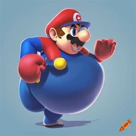 Humorous depiction of a larger-than-life super mario