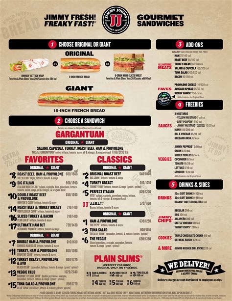 Jimmy Johns Printable Menu