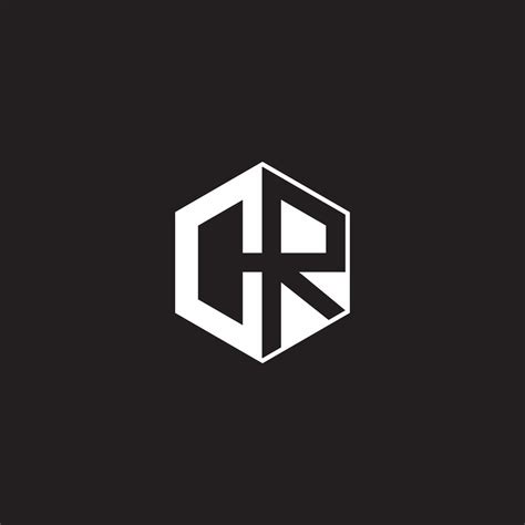 CR Logo monogram hexagon with black background negative space style ...