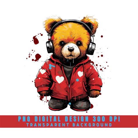 Graffiti Teddy Bear PNG Pop Culture DTF Design for T-shirts - Etsy