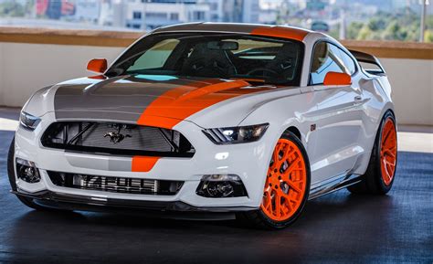 Bright Orange Custom Painted Wheels on Mustang GT — CARiD.com Gallery