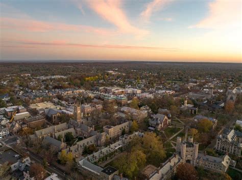 Aerial View of a Beautiful University at Sunset in Princeton, USA Stock ...