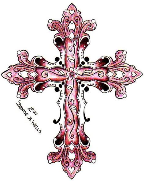 pink cross tattoo very detailed by Denise A. Wells find her on facebook ...