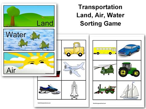 Land, Water, Air - Sorting Transportation Game | Nuttin' But Preschool