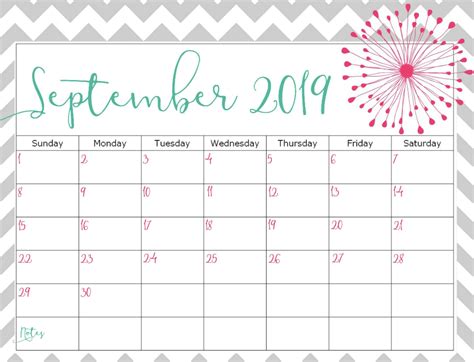 Free Printable September 2019 Calendar With Notes | Magic Calendar 2019 ...