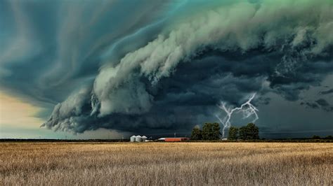 nature, Landscape, Trees, Clouds, Hill, Field, Building, Storm ...