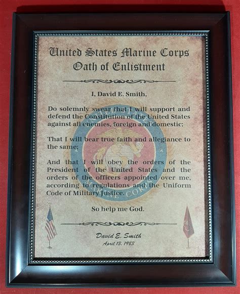 Oath of Enlistment Certificate: U.S. Marines PERSONALIZED with | Etsy