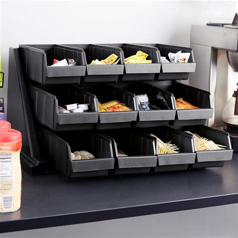 Cambro 12RS12110 Versa Black Self Serve 3-Tier Condiment Stand with 12 ...