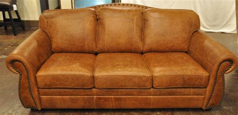 100% Top Grain Made in USA The Look Leather Sofa in Fargo Whiskey