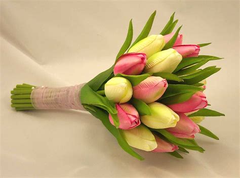 Cream & Pink Tulip Bridesmaid's Posy Bouquet - Wedding Bouquets - Silk ...