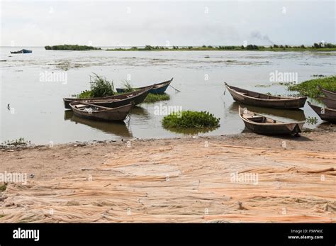 Fishing boats on Lake Albert, Uganda Stock Photo - Alamy