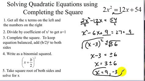 Solving quadratic equations by completing the square - YouTube