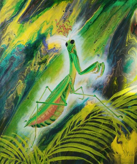 Praying Mantis Fantasy Etude Painting by s ivanova