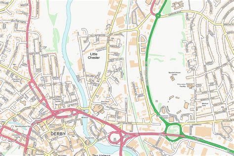 Central Derby City Street Map - Digital Download – ukmaps.co.uk