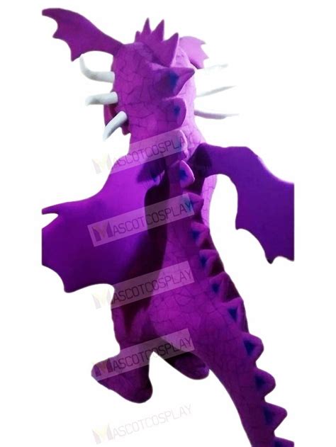 Fierce Purple Dragon Mascot Costume Cartoon