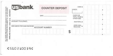 Bank Deposit Slips Template