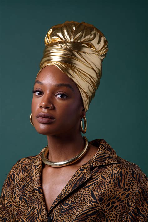 Gold Headwrap | Head wraps, Head wrap styles, Portrait girl