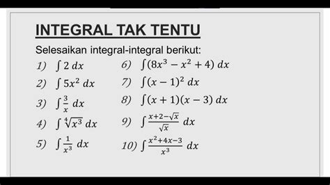 Contoh Soal Integral Tak Tentu Dari Fungsi Trigonometri - Riset