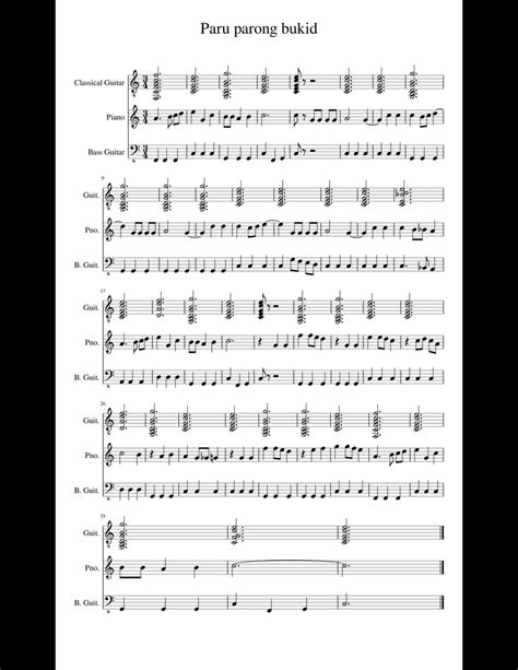 Paru parong bukid sheet music for Piano, Guitar, Bass download free in ...