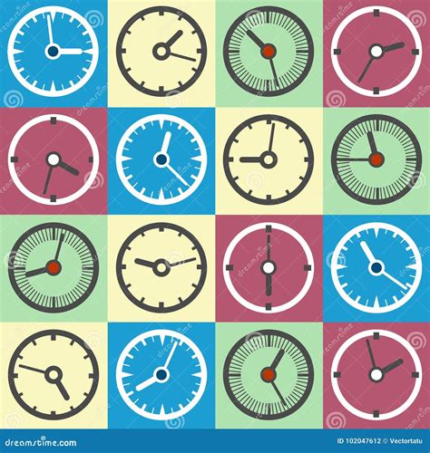 Colorful clock icons stock vector. Illustration of celebration - 102047612