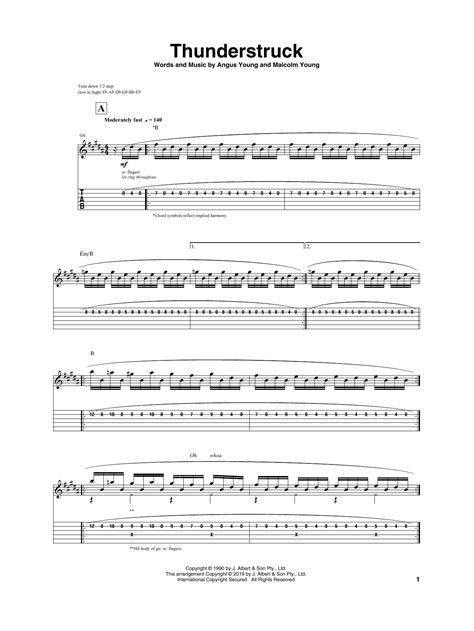 Thunderstruck (Guitar Tab) - Print Sheet Music Now